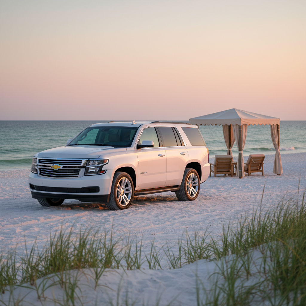 Chevrolet Tahoe Z71 staged at a Gulf Shores beach cabana